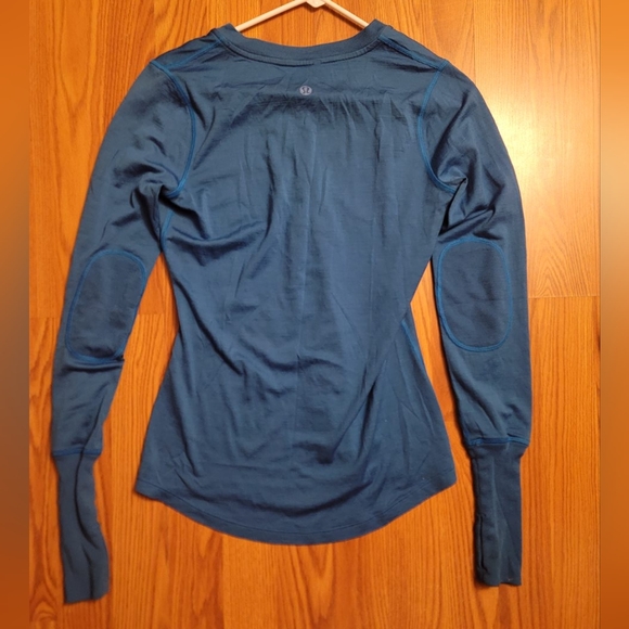 Lululemon Fireplace Jersey Merino Wool Long Sleeve Bleaming Blue W3690S Size 8 - Picture 2 of 12